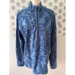 Lululemon‎ Surge Warm 1/2 Zip Blue Camo Stretch Pullover Men's Size Large